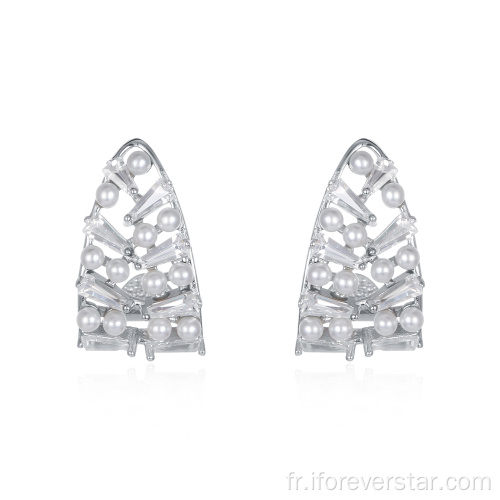 Véritable Perle Silver Bijoux 925 Boucles d&#39;oreilles Sterling